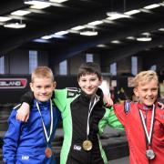 Josh Golightly ( Tranent ) Dan Moncur ( Wallyford ) and Connor Leishman took top places in the Karting Cadet Championship at Raceland