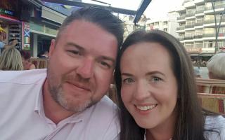 Trudie Murphy with her husband David. SWSCtumour; A young mum-of-four is trying to raise Â£80,000 to get treatment for her brain tumour in America - after being told by specialists it was inoperable. Trudie Murphy, 36, is hoping medics in the