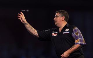 Gary Anderson was celebrating on the oche. Image: Steven Paston/PA Wire