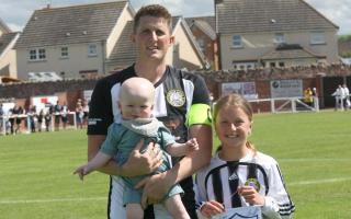 Grant Thomson was joined by son Ellis and niece Molly Coulson ahead of kick off for his testimonial with Dunbar United last year